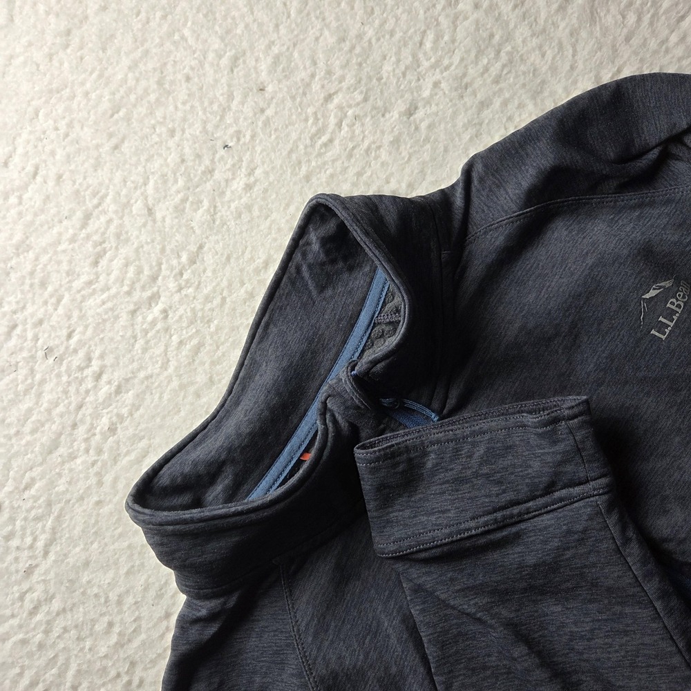LL Bean Pullover Mens 2XLT Gray Fleece 1/4 Zip Long Sleeve Raglan Top Stretch